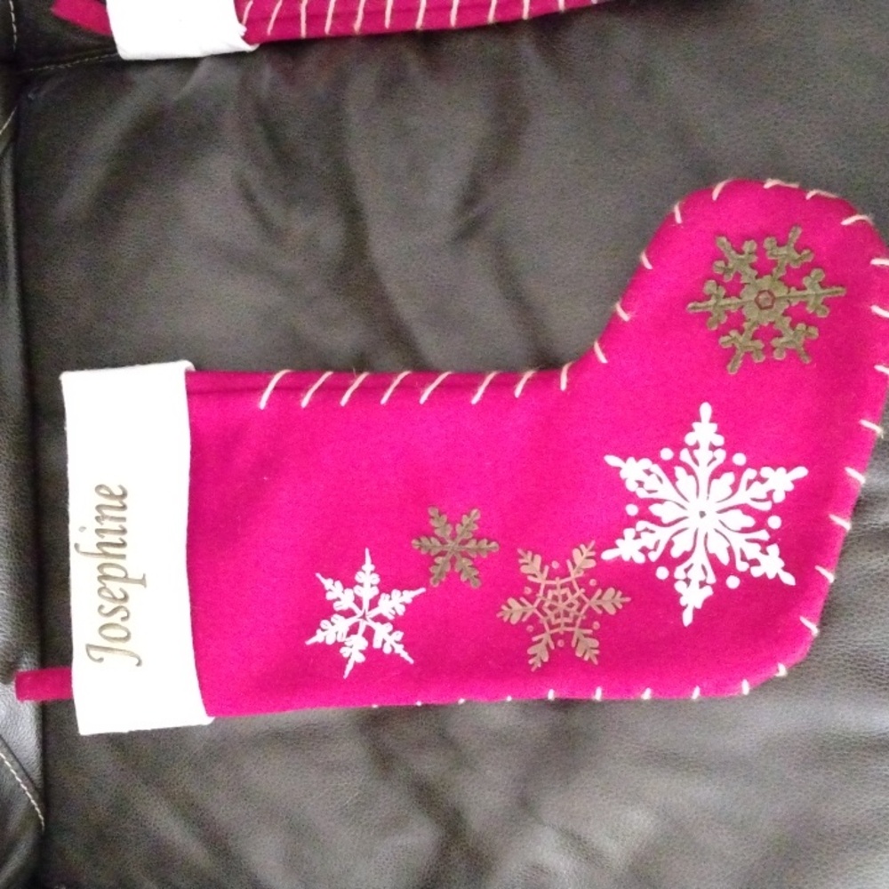Josephine embroidered Christmas stocking